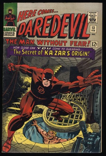 Cover Scan: Daredevil #13 FN- 5.5 1st Appearance Vibranium! Ka-Zar! John Romita! - Item ID #409239