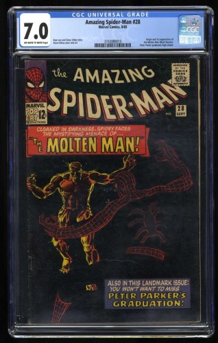 Cover Scan: Amazing Spider-Man #28 CGC FN/VF 7.0 1st Appearance Molten Man!!! - Item ID #413646