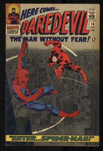 Cover Scan: Daredevil #16 FN- 5.5 Spider-Man Appearance! 1st Romita Spider-Man Cover! - Item ID #416342