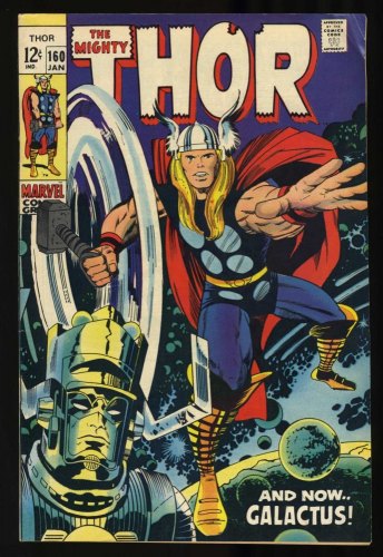 Cover Scan: Thor #160 FN/VF 7.0 Cover Art by Jack Kirby! Galactus! Ego! - Item ID #416380