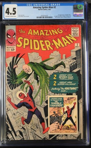 Cover Scan: Amazing Spider-Man (1963) #2 CGC VG+ 4.5 1st Appearance Vulture! Ditko Cover! - Item ID #417138