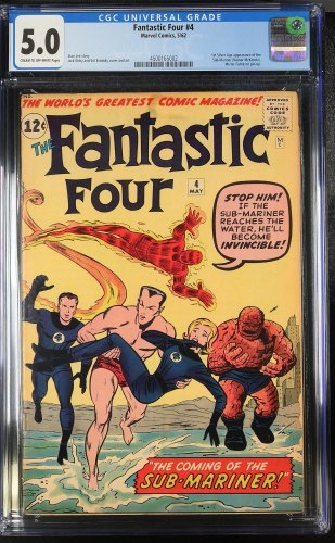 Cover Scan: Fantastic Four #4 CGC VG/FN 5.0 1st Silver Age Appearance of Sub-Mariner! - Item ID #417139