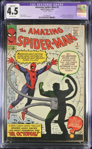 Cover Scan: Amazing Spider-Man #3 CGC VG+ 4.5 (Restored) 1st Appearance Doctor Octopus! - Item ID #421118