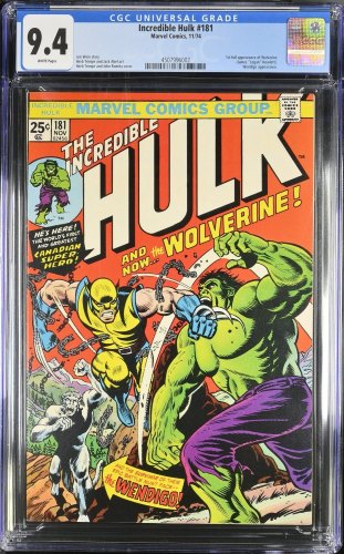 Cover Scan: Incredible Hulk #181 CGC NM 9.4 White Pages 1st Full Appearance Wolverine! - Item ID #421120