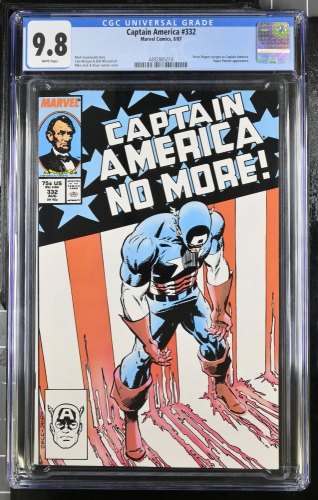 Cover Scan: Captain America #332 CGC NM/M 9.8 White Pages Steve Rogers Resigns! - Item ID #422397