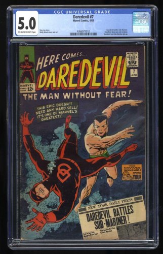 Cover Scan: Daredevil #7 CGC VG/FN 5.0 1st New Red Costume! Sub-Mariner App!  - Item ID #422570