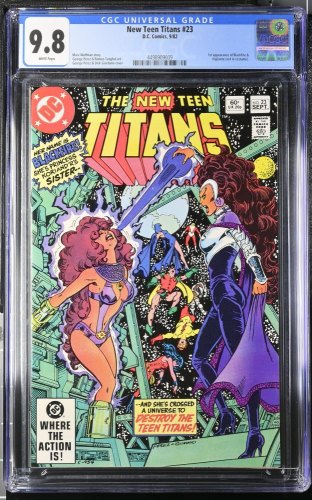 Cover Scan: New Teen Titans #23 CGC NM/M 9.8 White Pages 1st Blackfire! - Item ID #423283