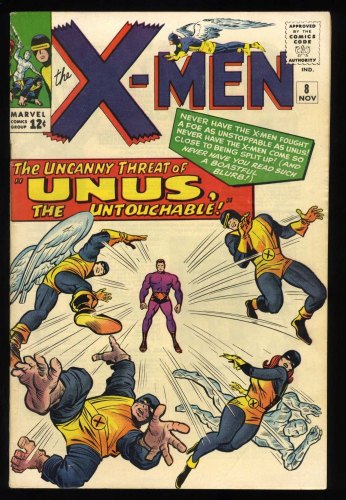 Cover Scan: X-Men #8 FN+ 6.5 1st Appearance Unus the Untouchable! Kirby Cover! - Item ID #425367