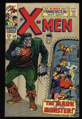 Cover Scan: X-Men #40 VF 8.0 Classic Cover! Frankenstein Appearance! Cyclops! - Item ID #425383