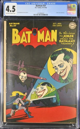 Cover Scan: Batman #37 CGC VG+ 4.5 Off White to White Classic Joker Cover and Story! - Item ID #425550