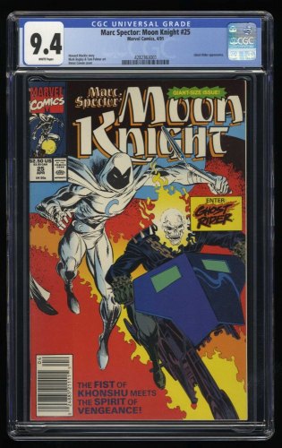 Cover Scan: Marc Spector: Moon Knight #25 CGC NM 9.4 Newsstand Variant Ghost Rider! - Item ID #429331