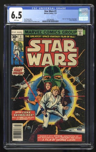 Cover Scan: Star Wars #1 CGC FN+ 6.5 White Pages 1st App Luke Skywalker Darth Vader! - Item ID #429400