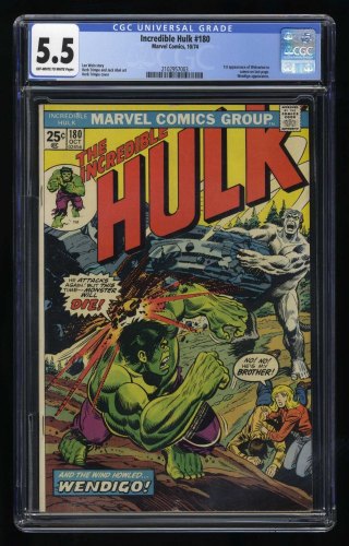 Cover Scan: Incredible Hulk (1962) #180 CGC FN- 5.5 1st Cameo Appearance of Wolverine! - Item ID #432427