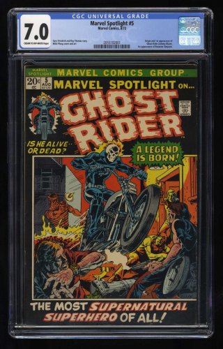 Cover Scan: Marvel Spotlight #5 CGC FN/VF 7.0 1st Appearance Ghost Rider! Ploog Cover - Item ID #432433