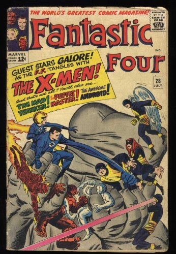 Cover Scan: Fantastic Four #28 GD/VG 3.0 X-Men Crossover! Mad Thinker! Jack Kirby - Item ID #432455