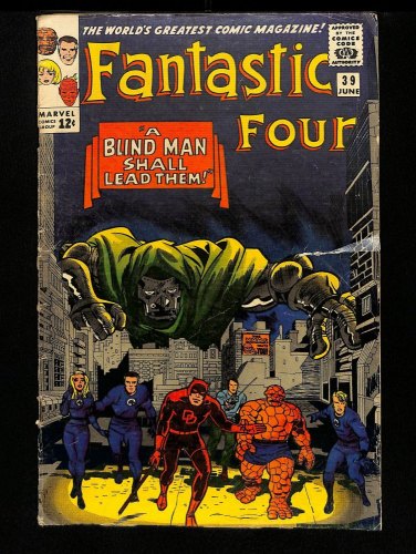 Cover Scan: Fantastic Four #39 VG- 3.5 Doctor Doom Appearance! Stan Lee! Daredevil - Item ID #432801