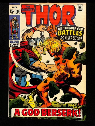 Cover Scan: Thor #166 FN+ 6.5 2nd Appearance HIM (Adam Warlock)! Kirby/Romita Cover! - Item ID #433687