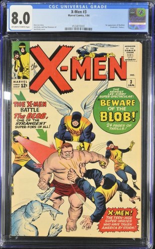 Cover Scan: X-Men #3 CGC VF 8.0 1st Appearance Blob Cyclops Angel! Jack Kirby Cover! - Item ID #434993