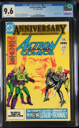 Cover Scan: Action Comics #544 CGC NM+ 9.6 White Pages Anniversary Issue! - Item ID #435329