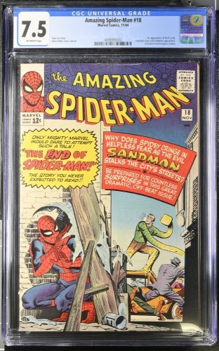 Cover Scan: Amazing Spider-Man #18 CGC VF- 7.5 3rd Sandman Appearance! Steve Ditko! - Item ID #438684