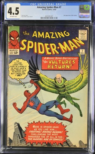 Cover Scan: Amazing Spider-Man #7 CGC VG+ 4.5 Off White 2nd Full Appearance of Vulture! - Item ID #438961