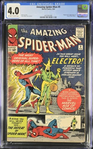 Cover Scan: Amazing Spider-Man #9 CGC VG 4.0 1st Full Appearance of Electro! - Item ID #438962