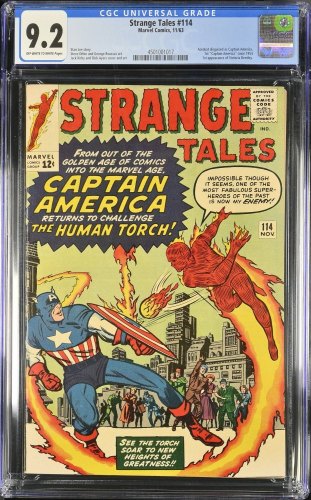 Cover Scan: Strange Tales #114 CGC NM- 9.2 Captain America and Human Torch!! - Item ID #438971