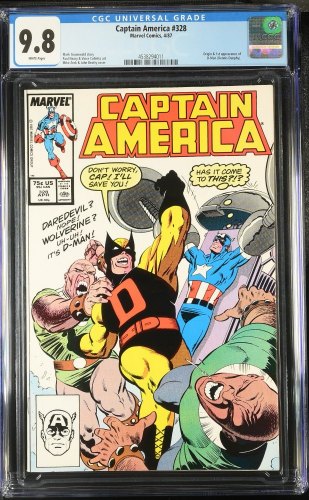 Cover Scan: Captain America #328 CGC NM/M 9.8 White Pages 1st Appearance Origin of D-Man! - Item ID #439911