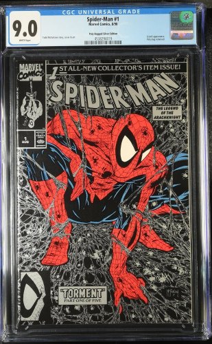 Cover Scan: Spider-Man #1 CGC VF/NM 9.0 Silver Polybagged Variant McFarlane Cover and Art! - Item ID #439919