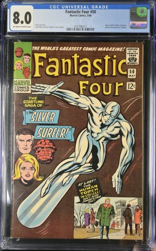 Cover Scan: Fantastic Four #50 CGC VF 8.0 Off White to White 3rd Appearance Silver Surfer! - Item ID #440726