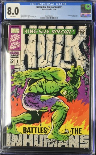 Cover Scan: Incredible Hulk Annual #1 CGC VF 8.0 White Pages Classic Cover! Steranko! - Item ID #440730