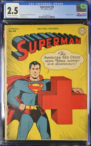 Cover Scan: Superman #34 CGC GD+ 2.5 Off White to White Jack Burnley Cover! - Item ID #440737