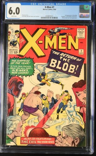 Cover Scan: X-Men #7 CGC FN 6.0 White Pages Blob! Magneto! Scarlet Witch Appearances! - Item ID #440930