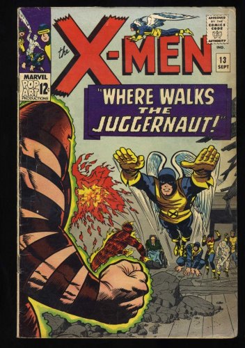 Cover Scan: X-Men #13 VG+ 4.5 2nd Appearance Juggernaut! Human Torch! Stan Lee! - Item ID #444461