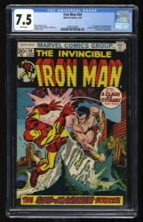 Cover Scan: Iron Man #54 CGC VF- 7.5 White Pages 1st Appearance Moondragon! - Item ID #318056