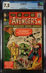 Cover Scan: Avengers (1963) #1 CGC VF- 7.5 Off White Thor! Captain America! Iron Man! Hulk! - Item ID #379074