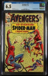 Cover Scan: Avengers #11 CGC FN+ 6.5 Off White 2nd Appearance Kang Spider-Man Crossover! - Item ID #380078