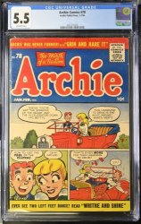 Cover Scan: Archie Comics #78 CGC FN- 5.5 Off White Betty Innuendo Cover! - Item ID #380480