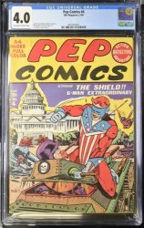 Cover Scan: Pep Comics #4 CGC VG 4.0 Off White to White The Shield! - Item ID #381355