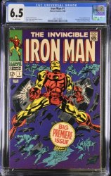 Cover Scan: Iron Man (1968) #1 CGC FN+ 6.5 Off White Origin Retold! Stan Lee! - Item ID #382753