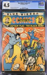Cover Scan: Blue Ribbon Comics #17 CGC VG+ 4.5 Off White Captain Flag Mr. Justice! - Item ID #383052