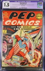 Cover Scan: Pep Comics #5 CGC FA/GD 1.5 (Restored) The Shield Appearance! - Item ID #384768