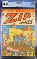 Cover Scan: Zip Comics #37 CGC VG 4.0 Scarce Golden Age Super-Hero! - Item ID #384776