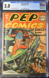 Cover Scan: Pep Comics #9 CGC GD/VG 3.0 Early Issue Shield Appearance Scarce! - Item ID #385286