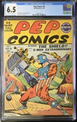 Cover Scan: Pep Comics #6 CGC FN+ 6.5 Off White to White Early Golden Age Superhero! - Item ID #388559