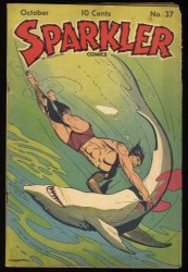 Cover Scan: Sparkler Comics #37 VG+ 4.5 Tarzan Shark Cover! - Item ID #390793