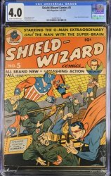 Cover Scan: Shield-Wizard Comics #5 CGC VG 4.0 Cream To Off White Nazi Bondage Cover! - Item ID #391088