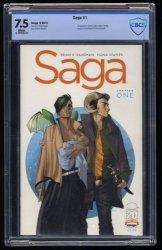 Cover Scan: Saga #1 CBCS VF- 7.5 White Pages Brian K. Vaughn Sci-fi Fantasy Comic! - Item ID #404934