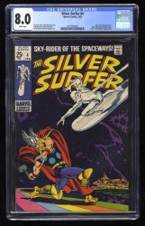 Cover Scan: Silver Surfer #4 CGC VF 8.0 vs Thor! Loki Appearance!  - Item ID #432444