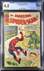 Cover Scan: Amazing Spider-Man #5 CGC VG 4.0 Off White Doctor Doom Appearance! Steve Ditko! - Item ID #438689